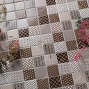 Gạch khảm gốm men in phun hình học Ma-rốc nâu 2x2 inch, dành cho ốp tường nhà bếp