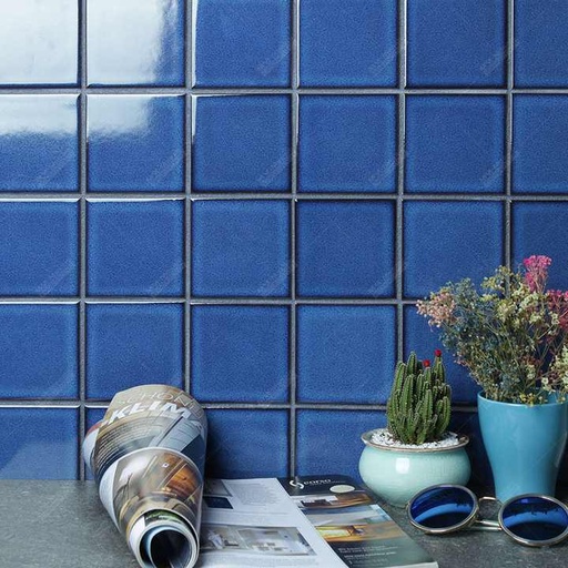 [106139279252] Gạch khảm men bóng màu xanh đậm chống thấm cho tường phòng tắm, kích thước 100x100mm (4x4 inch)