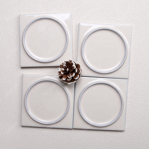 [105680829706] Gạch men sứ trắng vuông 5x5 thủ công tráng men trang trí tường