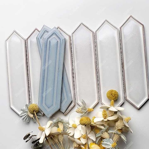 [106537678863] Gạch lát tường hình lục giác men gốm không đều dạng thanh dài