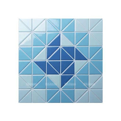 [106865879417] Gạch Mosaic Bể Bơi Hình Cối Xay Gió Tam Giác Màu Xanh Dương Trộn