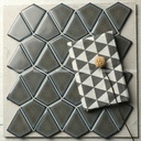 Gạch ốp lát Mosaic men cao cấp hình thoi màu xám cao cấp cho nhà bếp và phòng tắm, xuất xứ từ nhà máy Foshan