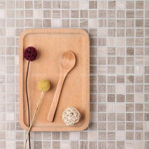 [106865365812] Gạch Mosaic đá cẩm thạch Emperador hình vuông đánh bóng 15x15mm, ốp tường và sàn phòng tắm khách sạn