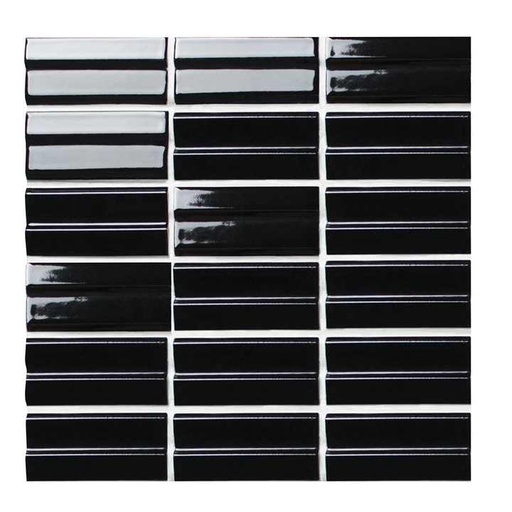 [106628774309] Gạch ốp tường lát mosaic men sứ hình dạng không đều màu đen trang trí nhà cửa cao cấp