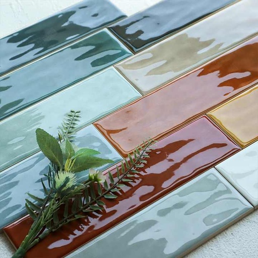 [104480811184] Gạch men lát tường Mosaic xanh dương cao cấp bóng gương bề mặt gợn sóng hiện đại 75x300mm