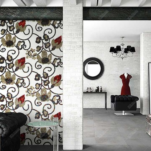 [106315455694] Tranh khảm kính hoa thủ công tùy chỉnh cho hành lang, phòng khách khách sạn hiện đại