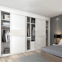 Tủ quần áo hiện đại 6 cánh trượt bằng kính mờ trắng trong suốt