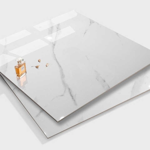 [101444100676] Gạch men sứ trắng Calacatta giả đá cẩm thạch 60x60