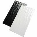 Gạch ốp tường nhà tắm gốm sứ 3D sóng màu trắng đen trang trí 300x600