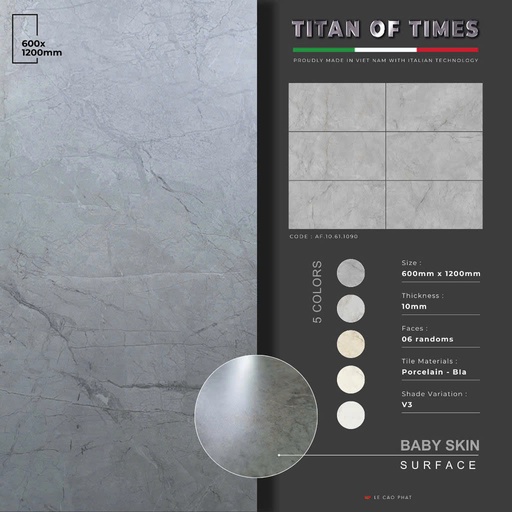 [AF.10.61.1090] Gạch 60x120 dày 10 ly Mờ mịn cao cấp AF.10.61.1090