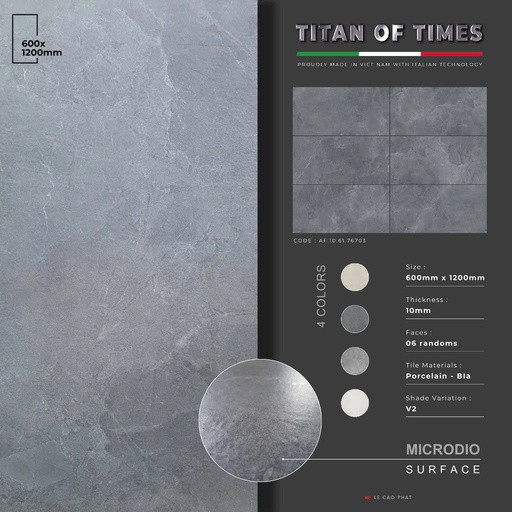 [AF.10.61.76703] Gạch 60x120 dày 10 ly Mờ tinh thể cao cấp AF.10.61.76703