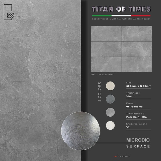 [AF.10.61.76701] Gạch 60x120 dày 10 ly Mờ tinh thể cao cấp AF.10.61.76701