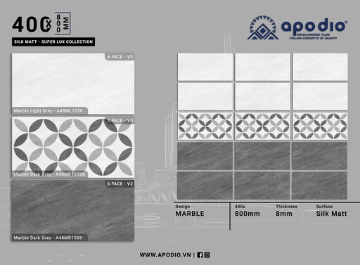 [A48MD1059-A48MD1058-A48MD1059] GẠCH ỐP LÁT APODIO A48MD1059 - A48MD1058 - A48MD1059D