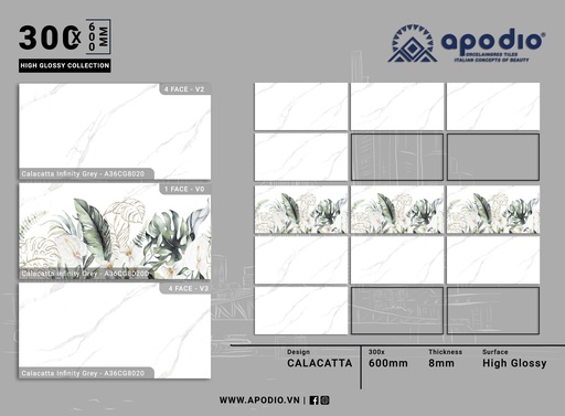 [A36CG8020CG8020D] Gạch ốp lát Apodio A36CG8020 CG8020D (Bóng vi tinh)
