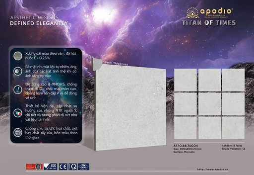 [GạchApodio80x80AF.10.88.76004] Gạch ốp lát Apodio 80x80 AF.10.88.76004 - Matt Tinh thể