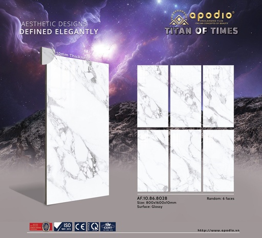 [AF.10.86.8028] Gạch ốp lát Apodio 80x160 AF.10.86.8028 (Calacatta Oro)