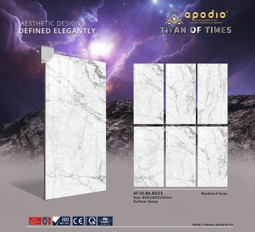 [AF.10.86.8023] Gạch ốp lát Apodio 80x160 AF.10.86.8023 (Statuario Delicato)