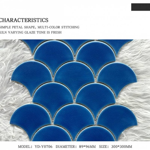 [DAISANB2B_G_52192598] Gạch mosaic gốm hình vảy cá 300x300mm màu xanh dương