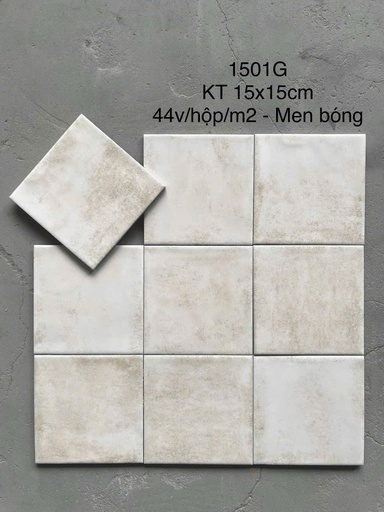 [1501M] Gạch thẻ be men bóng KT 150x150mm (1h/1m/44v/17.5kg) 1501M