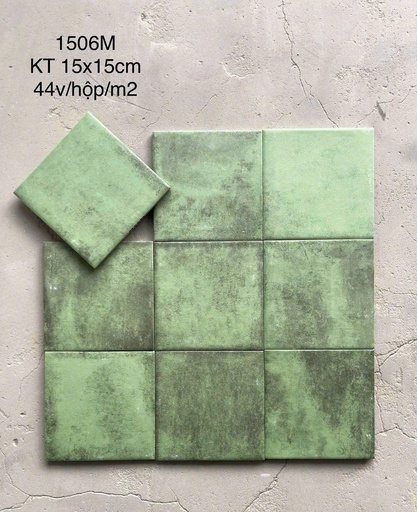 [1506M] Gạch thẻ xanh lá men mờ LAN 1506M KT 150x150mm (1h/1m/44v/17.5kg)