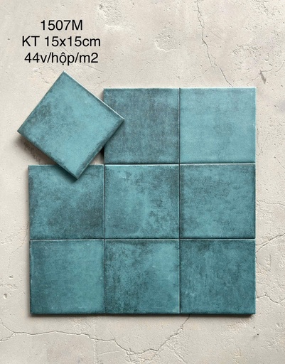 [1507M] Gạch thẻ xanh men mờ KT 150x150mm (1h/1m/44v/17.5kg) 1507M