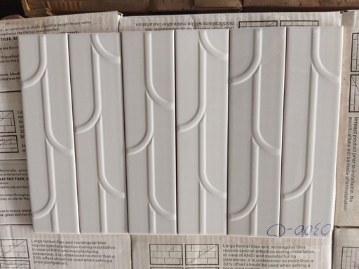 [0303-0] Gạch thẻ 75x300mm họa tiết trắng bóng 0303-0