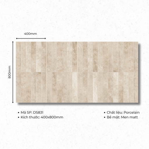 [DS831] Gạch ốp lát 400x800 mã DS831 (1thùng/ 1.92m2/ 6v/ 36,5kg)
