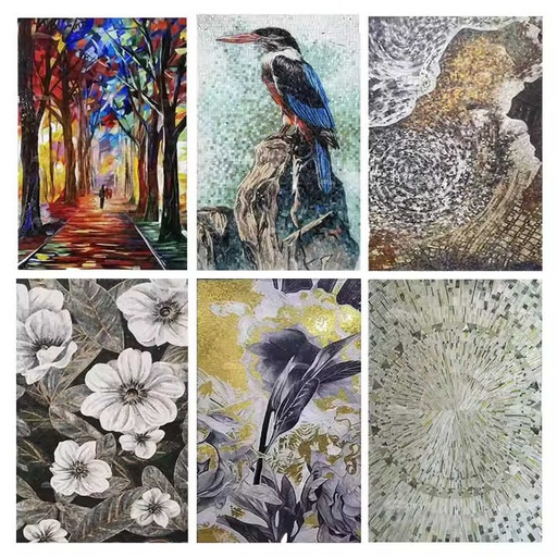 [106932887740] Bộ dụng cụ vẽ tranh nghệ thuật tự làm Bluwhale bán buôn, gạch khảm kính, nghệ thuật khảm kính, chủ đề chim Ural
