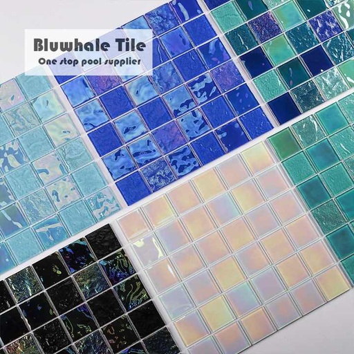 [106325980657] Gạch MOSAIC Pha Lê Óng Ánh Bể Bơi Cung Cấp Đầy Đủ Bluwhale