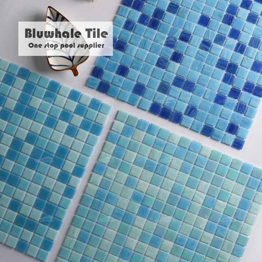 [104720779311] Gạch kính khảm không trơn cho bể bơi Bluwhale Tile Supply