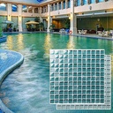 Gạch MOSAIC kính thủy tinh bể bơi nhà tắm hình vuông bóng 8mm dày 23x23mm