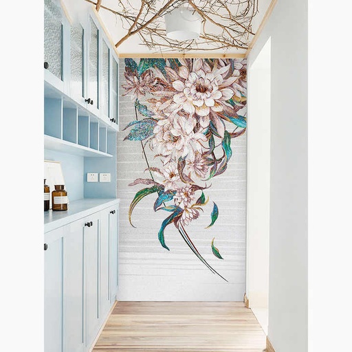 [106282738815] Tranh khảm sứ Bích ngọc họa tiết hoa dâm bụt trang trí tường phòng khách