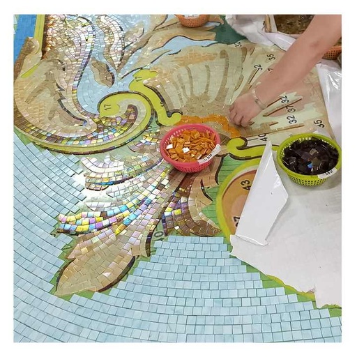 [106074878693] Tranh khảm mảnh kính hoa văn hoa thủ công cao cấp đặt làm riêng cho bể bơi