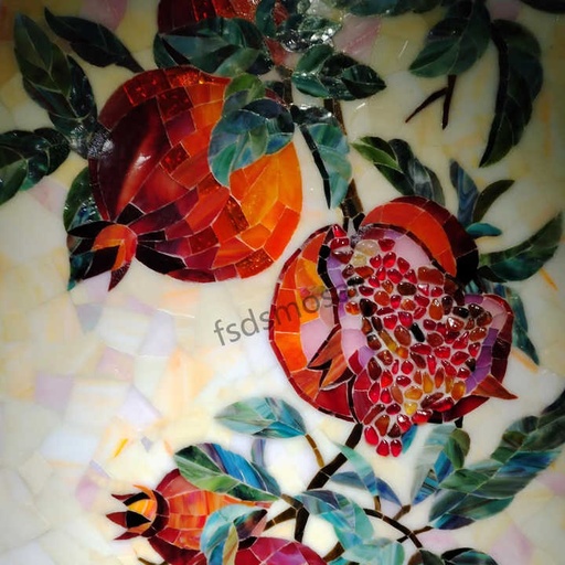 [106157605470] Tranh gốm mảnh ghép quả lựu hiện đại