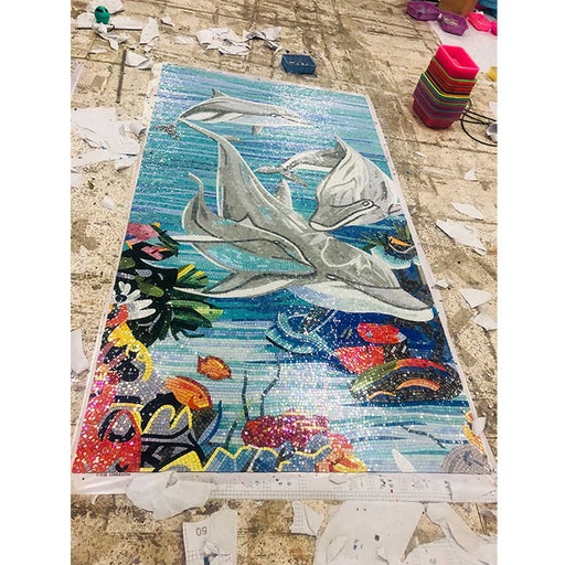 [104836975772] Gạch MOSAIC Hồ Bơi Gốm Sứ Hiện Đại Chống Trơn Ngoài Trời