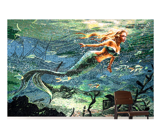 [106287297043] Tranh khảm họa biển nàng tiên cá cho biệt thự, câu lạc bộ, khách sạn, trung tâm thương mại, trang trí phòng tắm