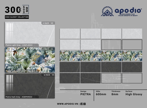 [PL8022PD9022DPD9022] Gạch ốp lát Apodio A36PL8022 PD9022D PD9022 (Bóng vi tinh)