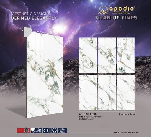 [AF.10.86.8030] Gạch ốp lát Apodio 80x160 AF.10.86.8030 (Jade Arabescato)