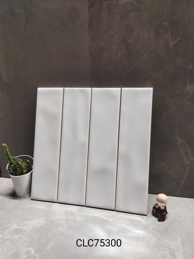 [(7530MP/FWH0312P)] Gạch thẻ Trắng bóng lượn KT 75x300mm CL75300