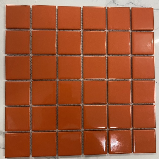 [ID5407] Gạch Mosaic gốm cam trơn bóng KT 48x48mm mã ID5407