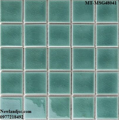 [IID55434] Gạch Mosaic gốm rạn đơn xanh ngọc 48x48mm mã  IID55434